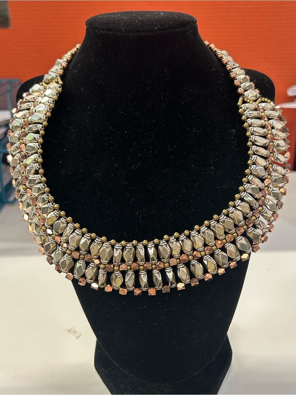 Nakamol chunky two tone bib collar necklace